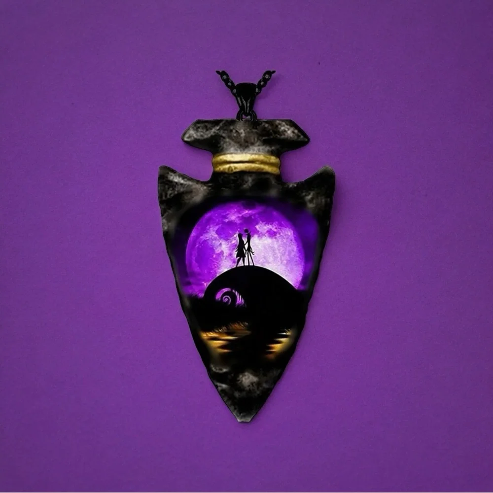The Nightmare Before Christmas Inspired Jack &‎ Sally Triangle Pendant Ne…